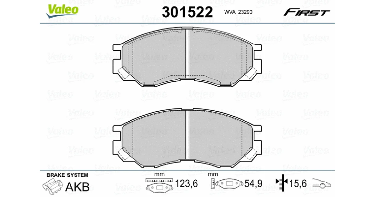 VALEO 301522, Комплект тормозных колодок, дисковый тормоз