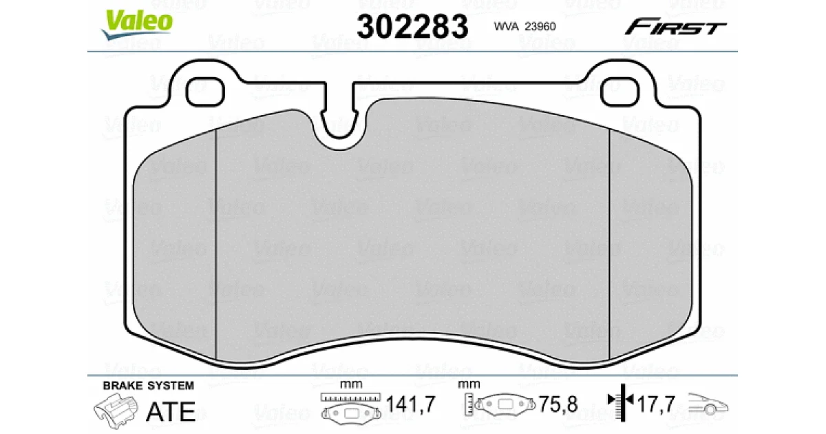 VALEO 302283, Комплект тормозных колодок, дисковый тормоз