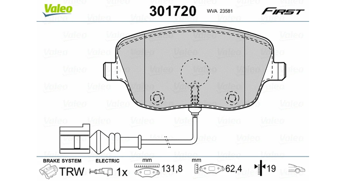 VALEO 301720, Комплект тормозных колодок, дисковый тормоз