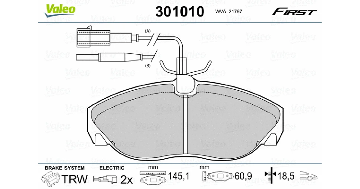 VALEO 301010, Комплект тормозных колодок, дисковый тормоз