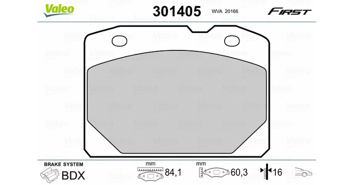 VALEO 301405, Комплект тормозных колодок, дисковый тормоз