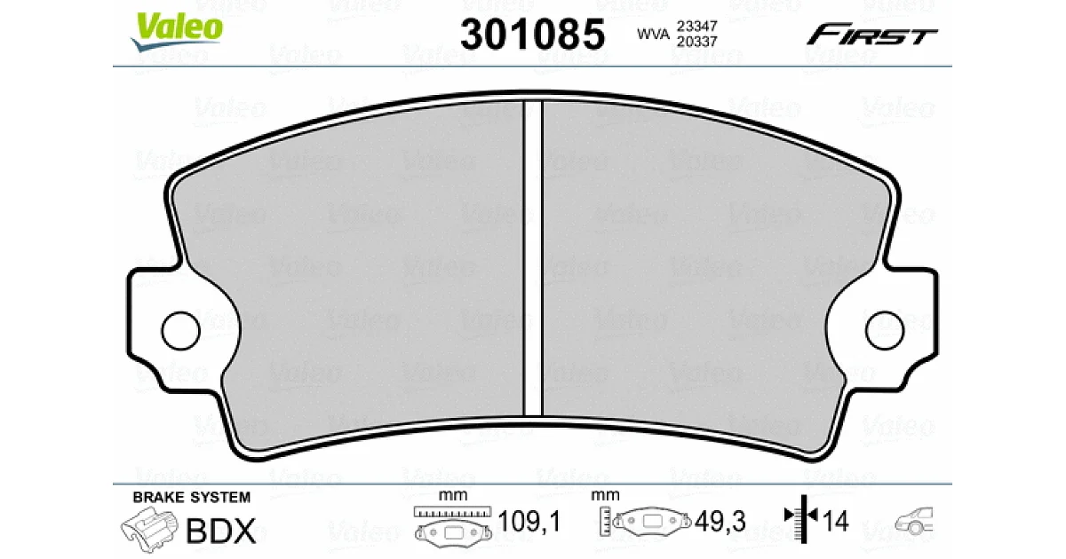 301085 - VALEO - Комплект тормозных колодок, дисковый тормоз