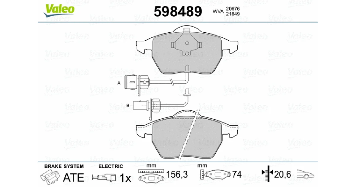 VALEO 598489, Комплект тормозных колодок, дисковый тормоз