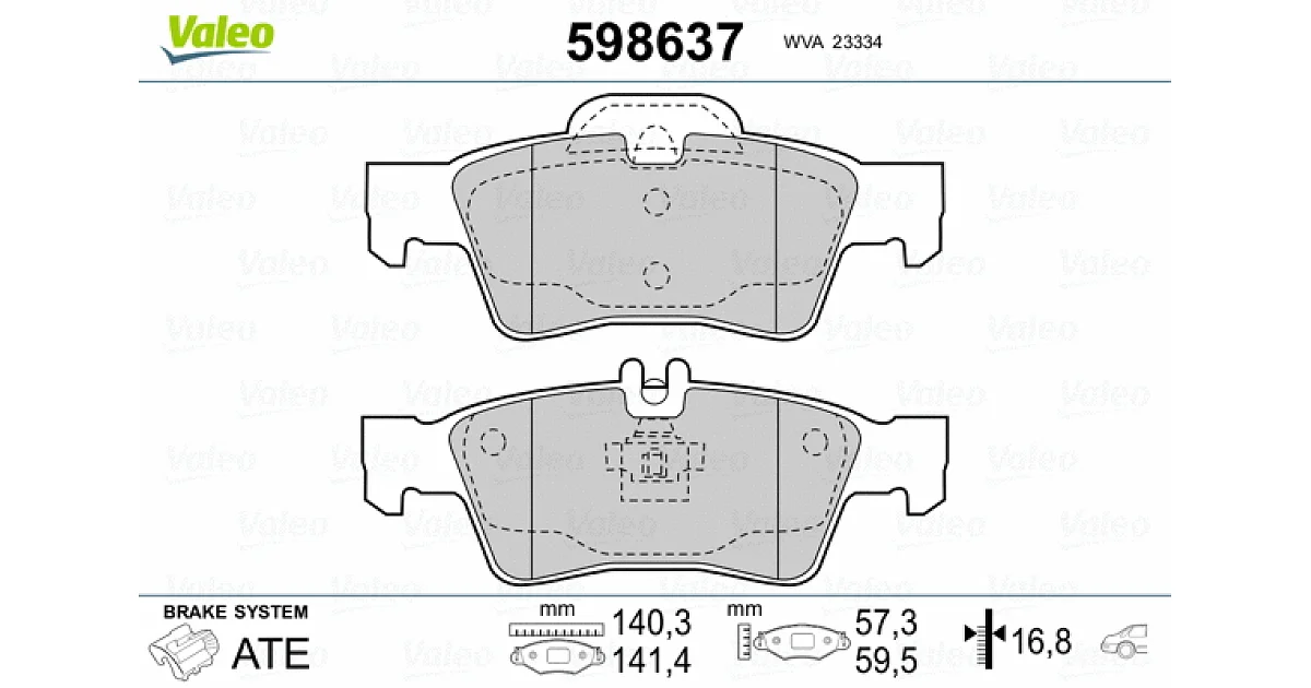 VALEO 598637, Комплект тормозных колодок, дисковый тормоз