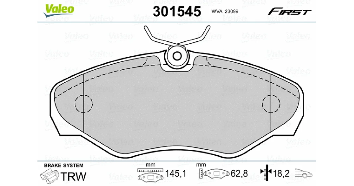 VALEO 301545, Комплект тормозных колодок, дисковый тормоз