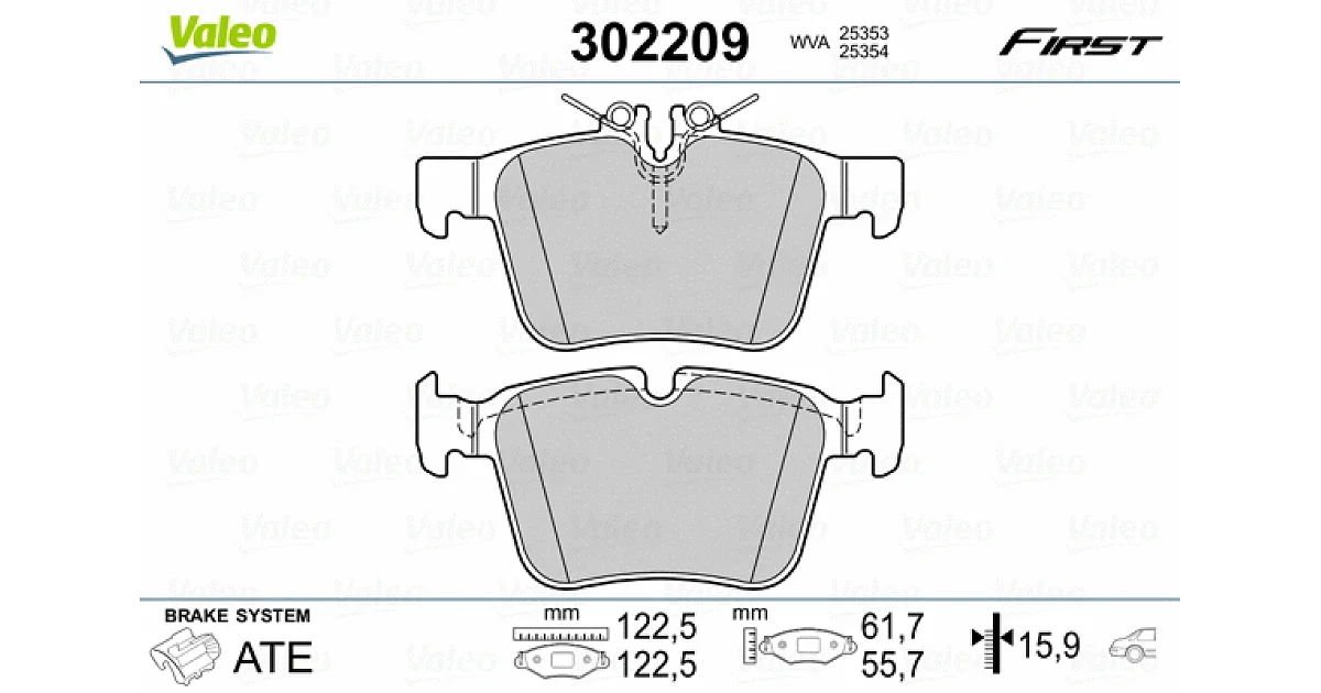 302209 - VALEO - Комплект тормозных колодок, дисковый тормоз