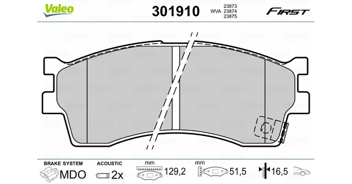VALEO 301910, Комплект тормозных колодок, дисковый тормоз