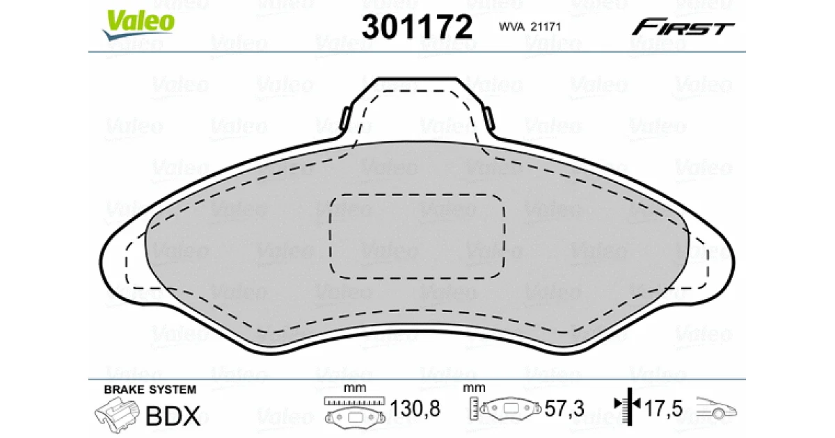 301172 - VALEO - Комплект тормозных колодок, дисковый тормоз