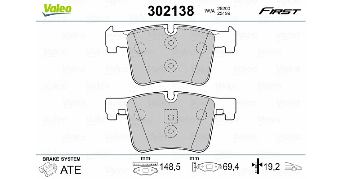VALEO 302138, Комплект тормозных колодок, дисковый тормоз