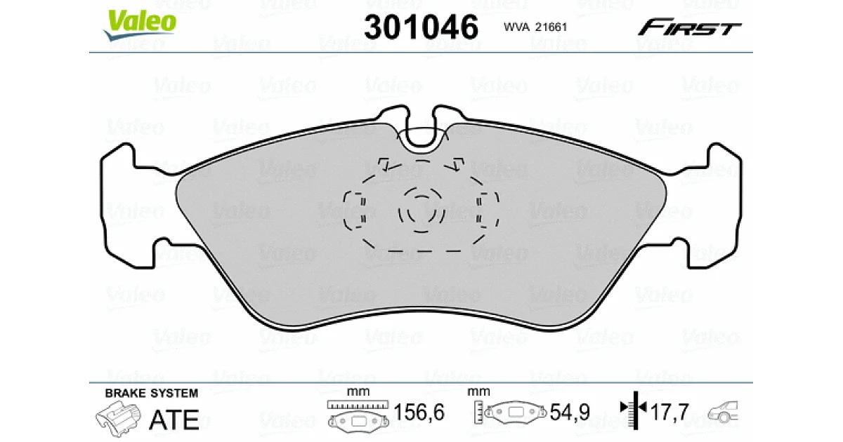 301046 - VALEO - Комплект тормозных колодок, дисковый тормоз