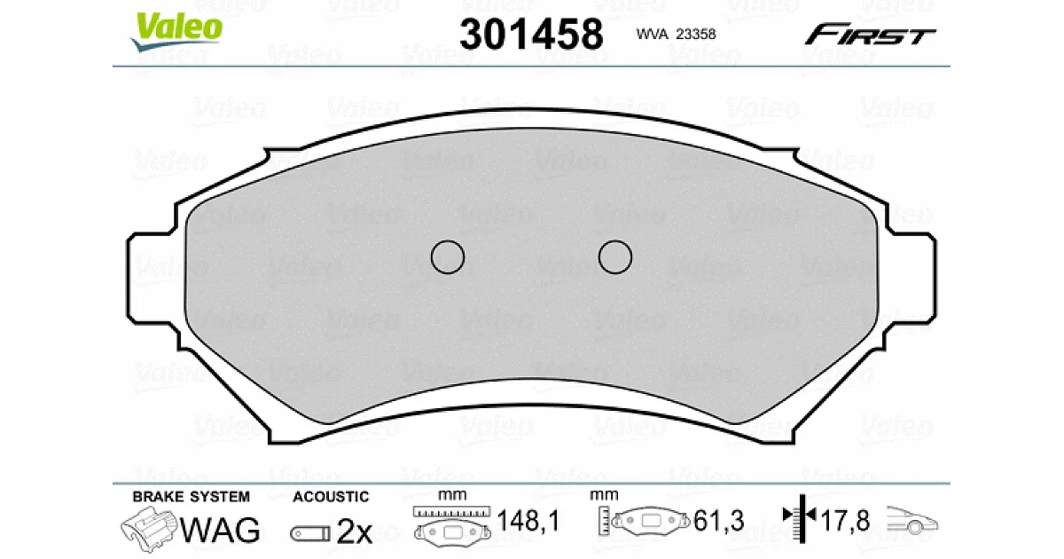 301458 - VALEO - Комплект тормозных колодок, дисковый тормоз