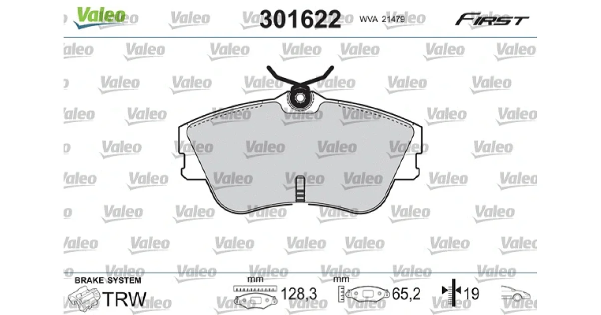 301622 - VALEO - Комплект тормозных колодок, дисковый тормоз