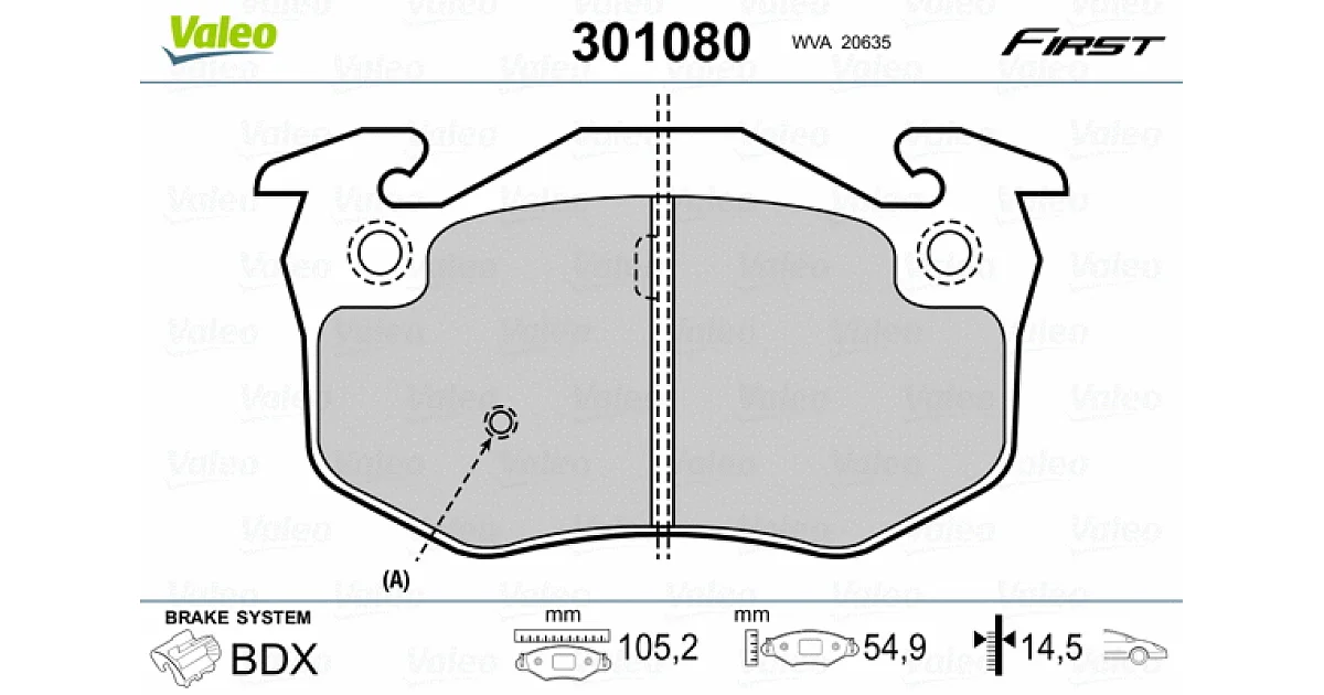 VALEO 301080, Комплект тормозных колодок, дисковый тормоз
