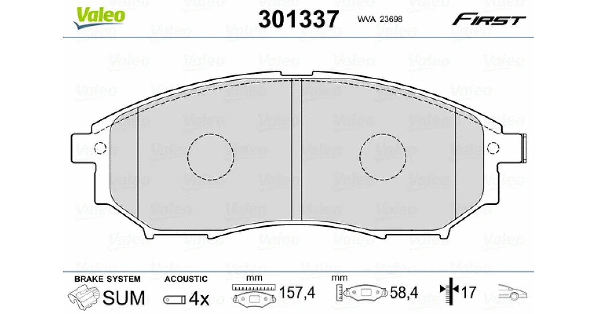 VALEO 301337, Комплект тормозных колодок, дисковый тормоз