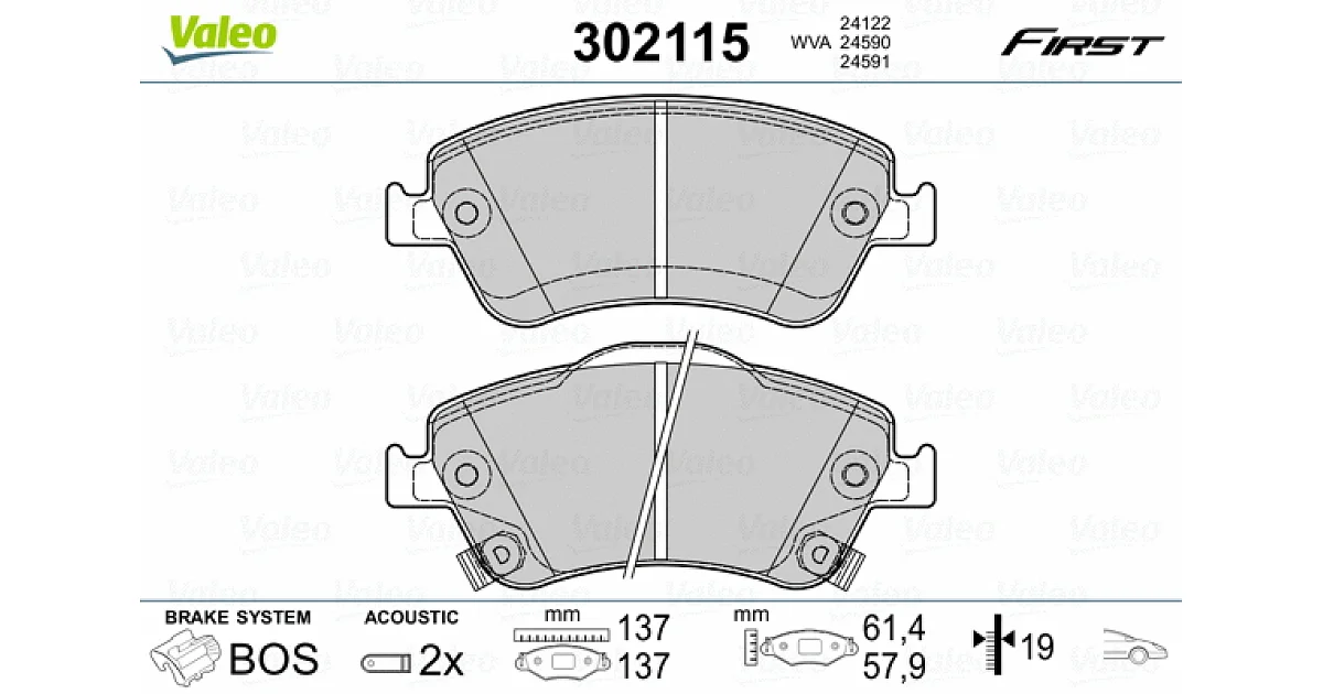 VALEO 302115, Комплект тормозных колодок, дисковый тормоз