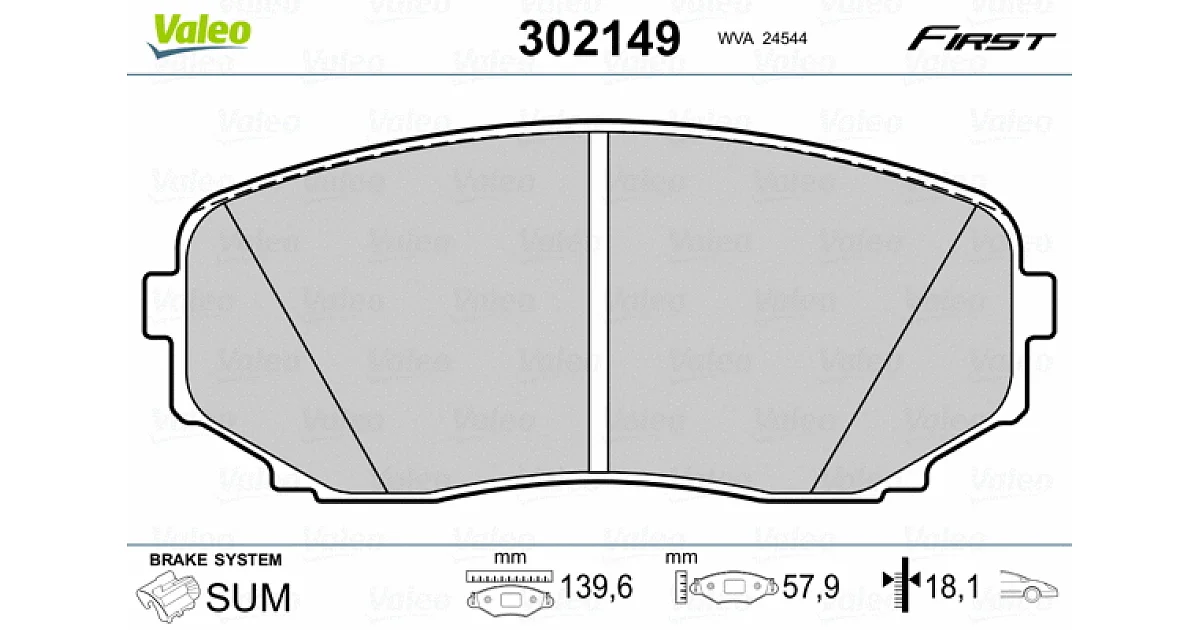 302149 - VALEO - Комплект тормозных колодок, дисковый тормоз
