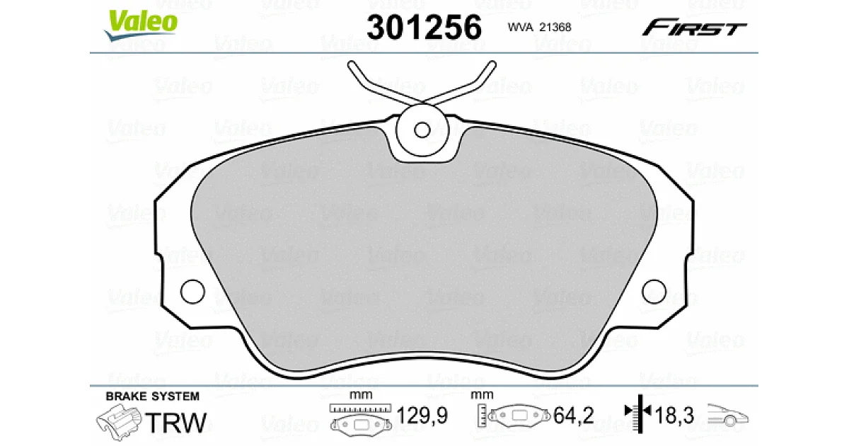VALEO 301256, Комплект тормозных колодок, дисковый тормоз