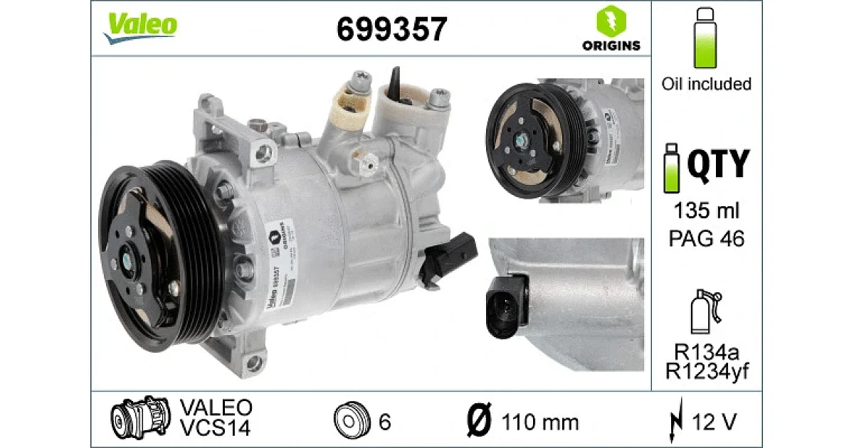 VALEO 699357, Компрессор, кондиционер