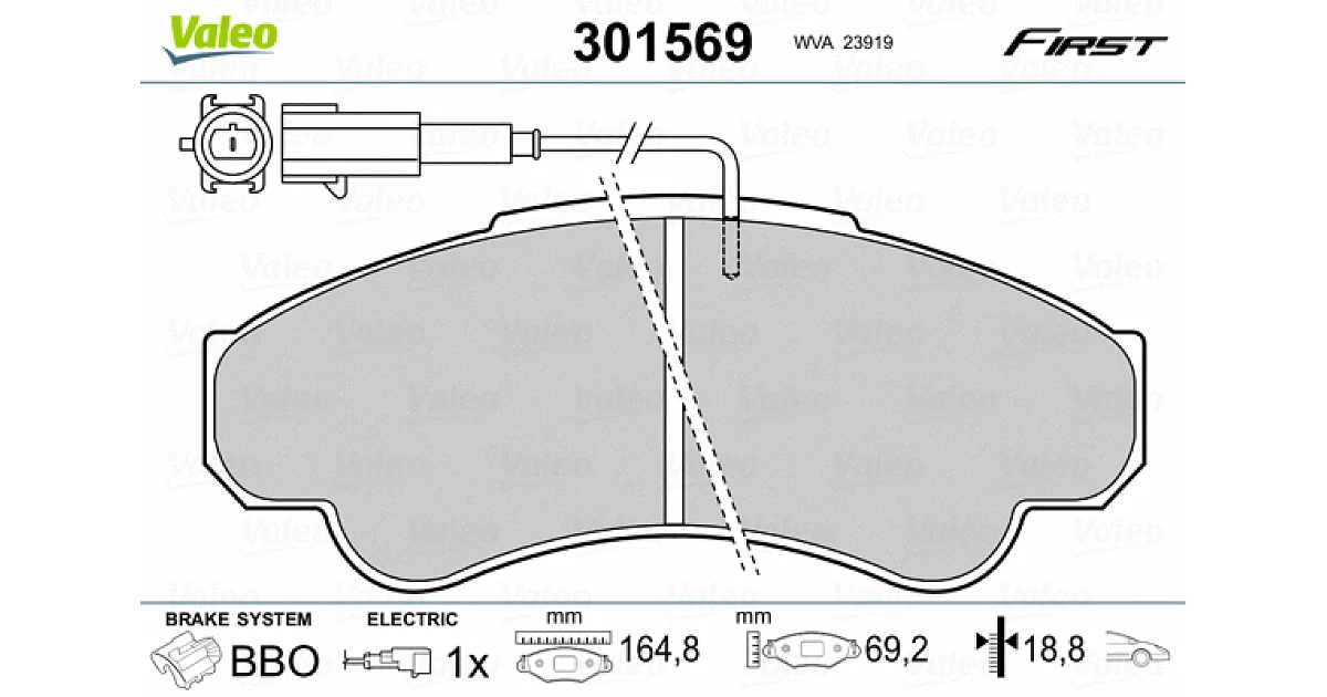 301569 - VALEO - Комплект тормозных колодок, дисковый тормоз