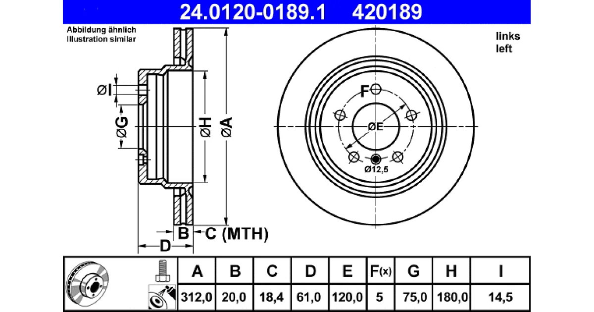 ATE - 24012001891 - Тормозной диск