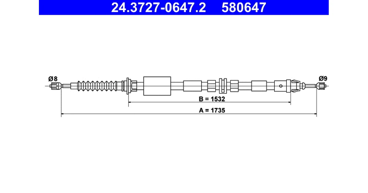 ATE 24.3727-0647.2, Тросик, cтояночный тормоз