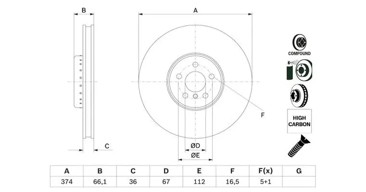 BOSCH - 0986479F60 - Тормозной диск
