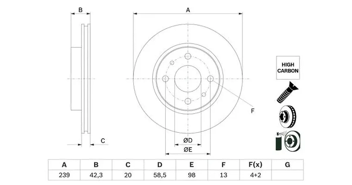 0986479E34 - BOSCH - Тормозной диск