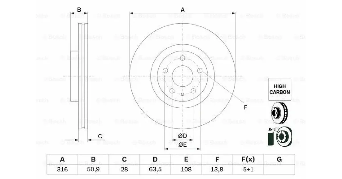 0986479D46 - BOSCH - Тормозной диск