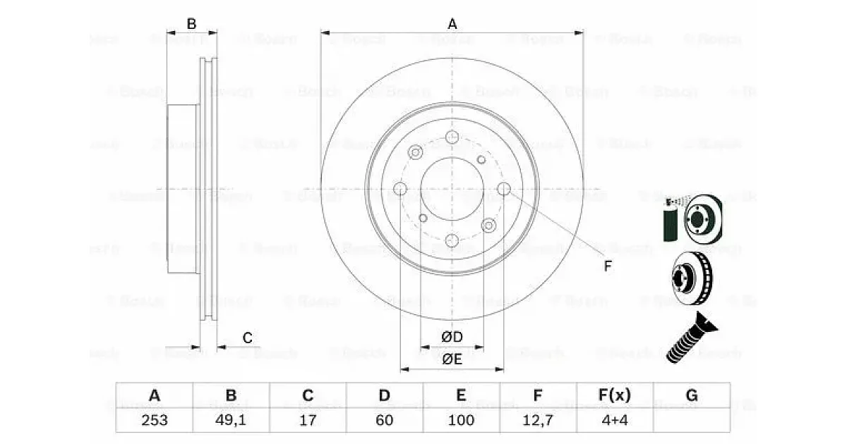 0986479E75 - BOSCH - Тормозной диск
