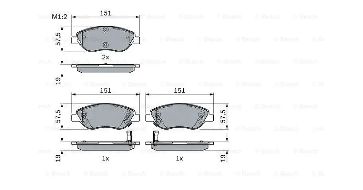 0986424042 - BOSCH - Комплект тормозных колодок, дисковый тормоз