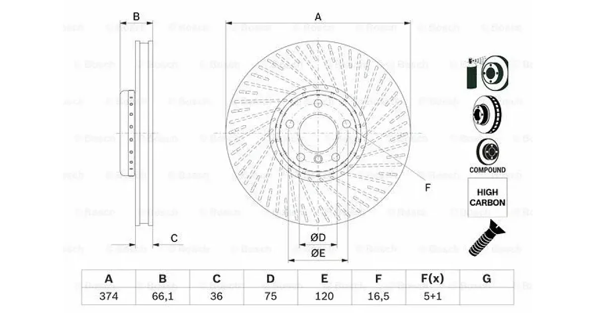 0986479E63 - BOSCH - Тормозной диск