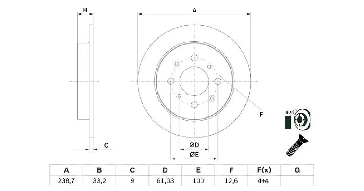 0986479F34 - BOSCH - Тормозной диск