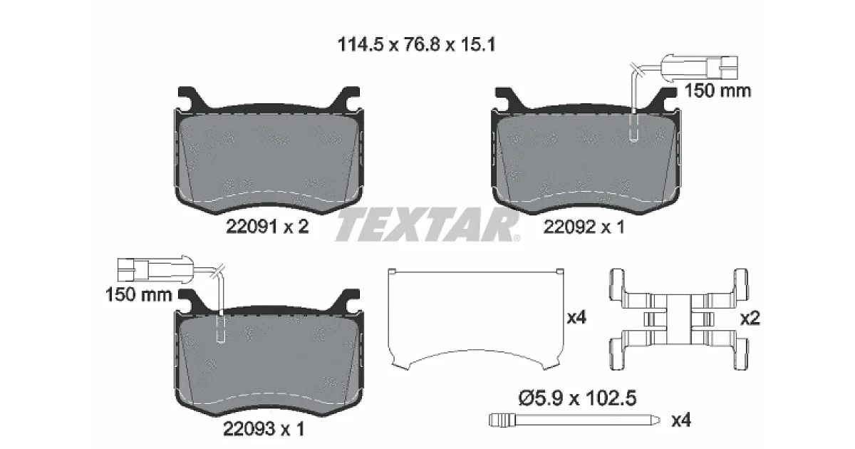 TEXTAR 2209101, Комплект тормозных колодок, дисковый тормоз
