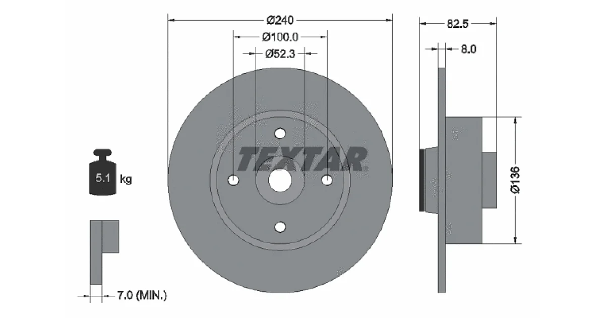 TEXTAR 92154403, Тормозной диск