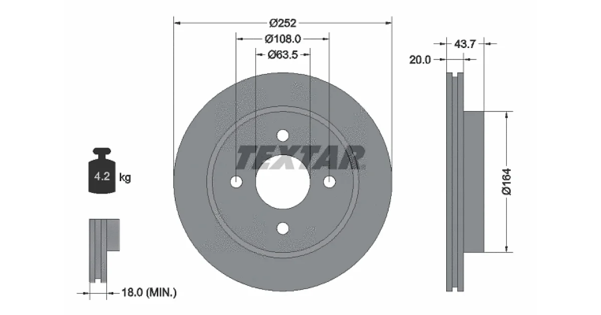 TEXTAR 92063603, Тормозной диск
