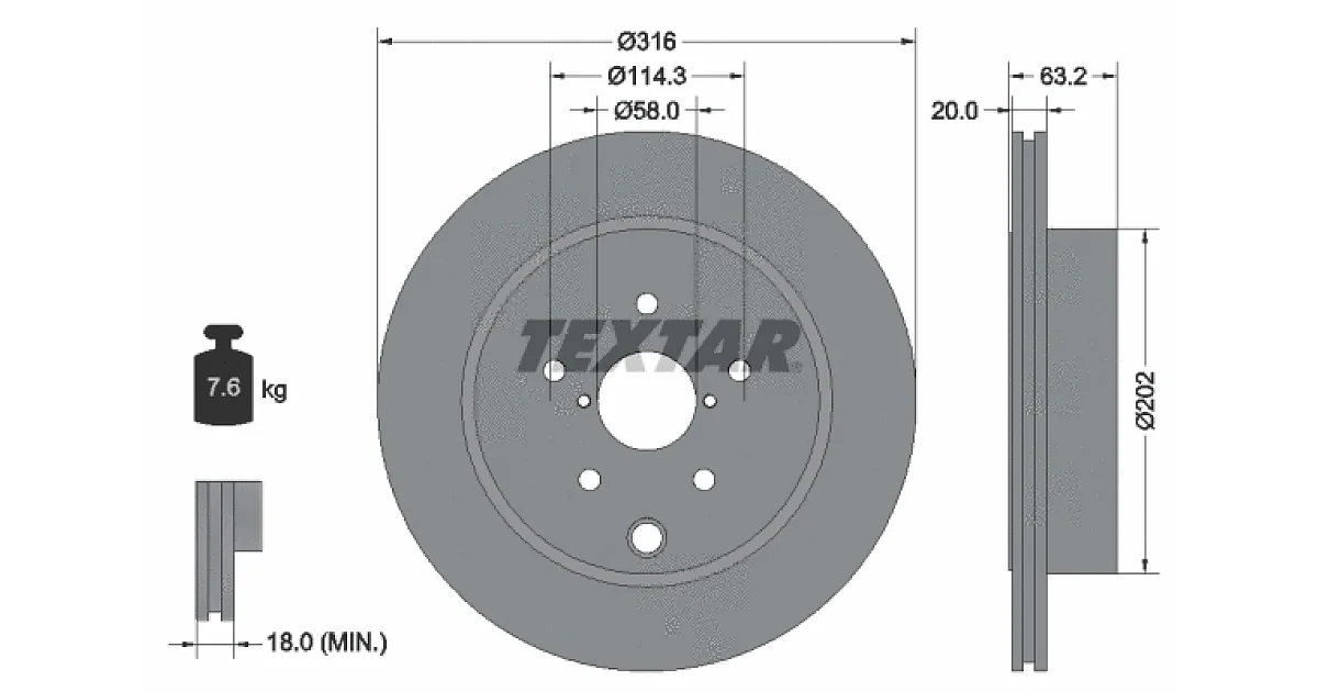 92243703 - TEXTAR - Тормозной диск