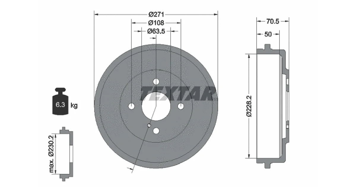 TEXTAR 94045600, Тормозной барабан