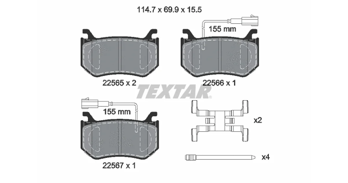 2256501 - TEXTAR - Комплект тормозных колодок, дисковый тормоз