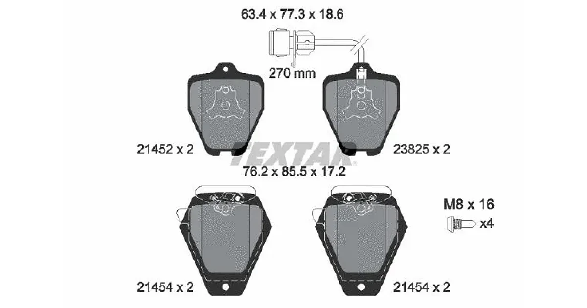 TEXTAR 2145201, Комплект тормозных колодок, дисковый тормоз