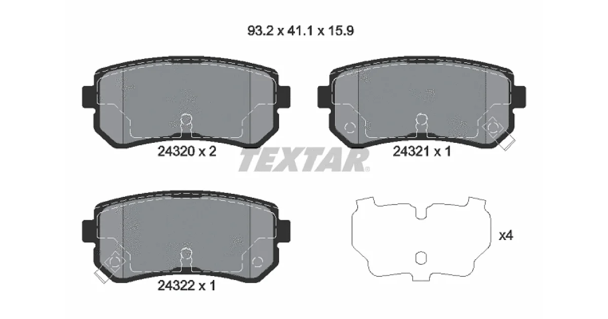 TEXTAR 2432001, Комплект тормозных колодок, дисковый тормоз