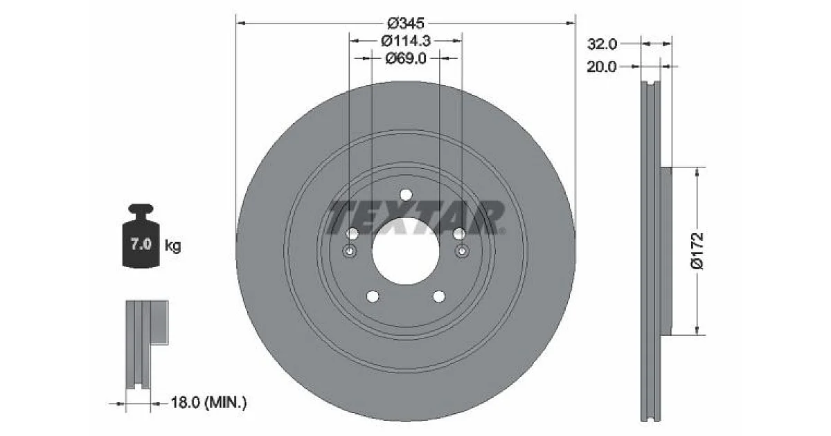 TEXTAR 92349403, Тормозной диск