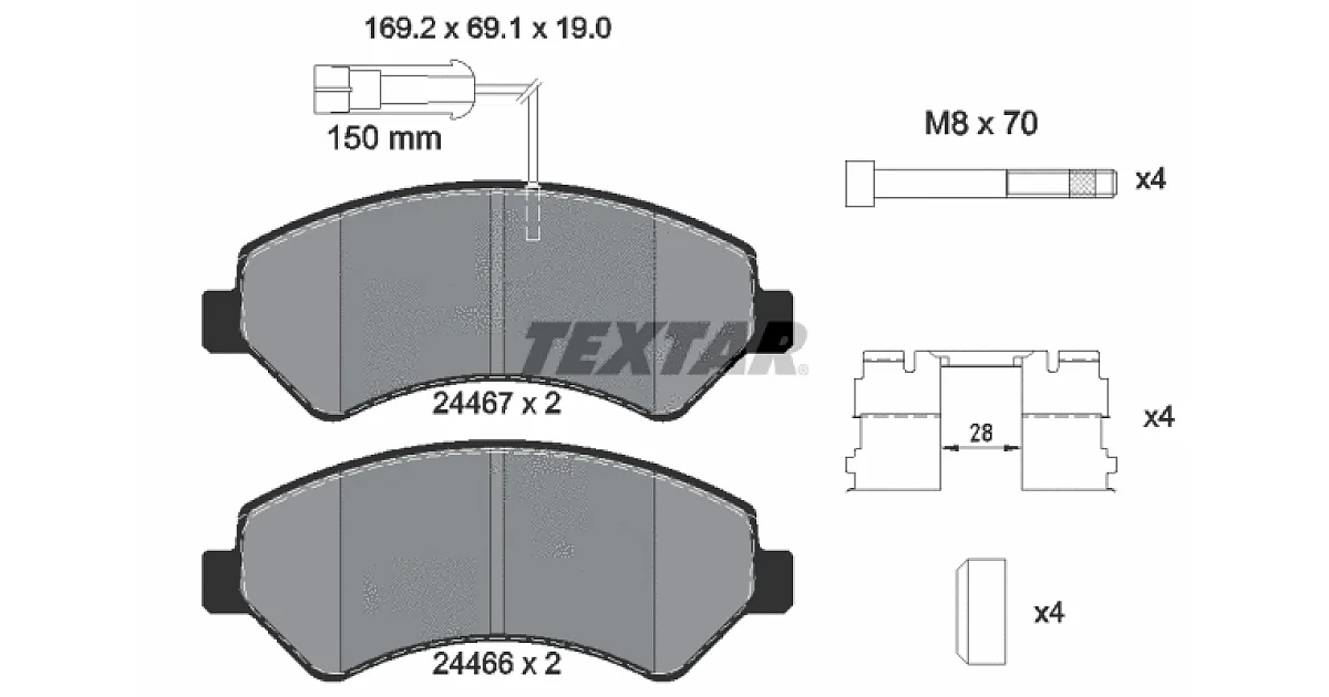 2446703 - TEXTAR - Комплект тормозных колодок, дисковый тормоз
