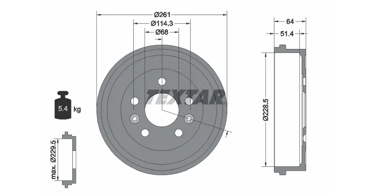94045500 - TEXTAR - Тормозной барабан