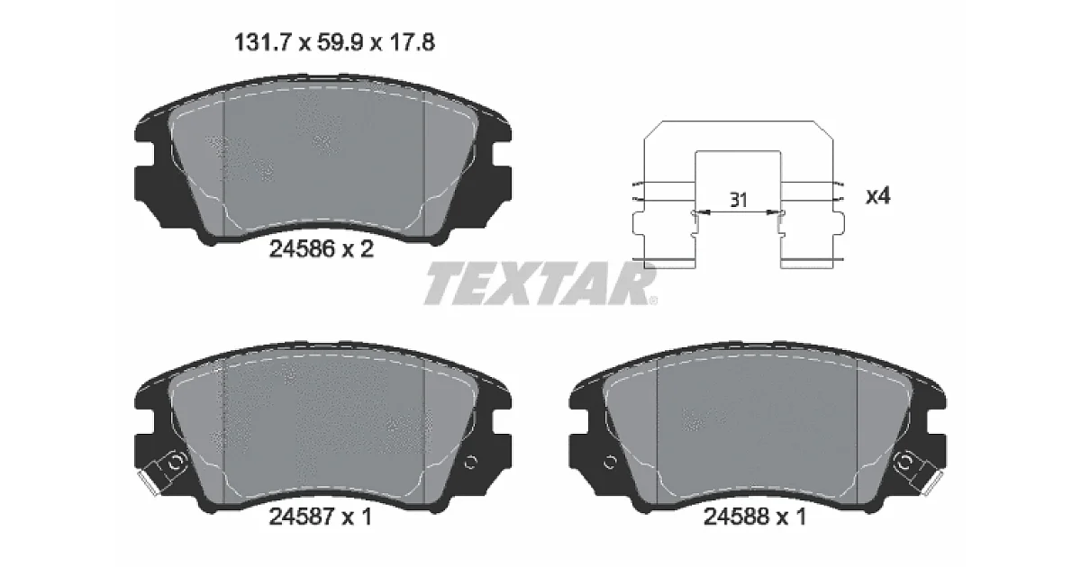 TEXTAR 2458601, Комплект тормозных колодок, дисковый тормоз