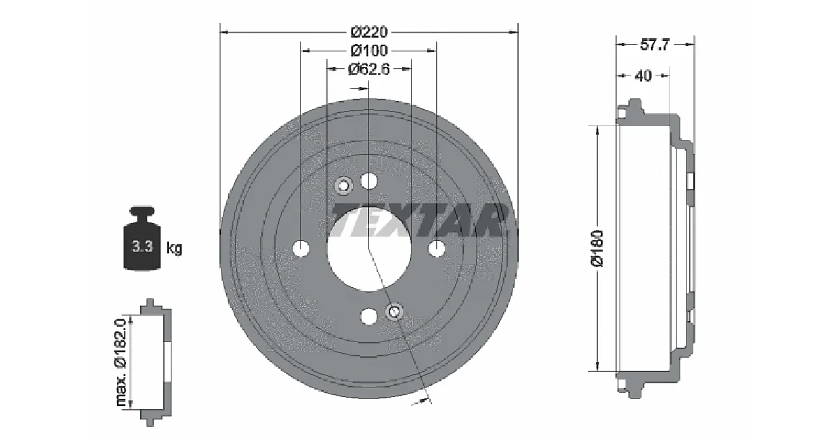 94047000 - TEXTAR - Тормозной барабан