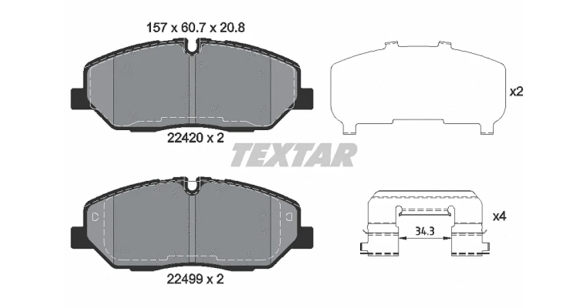 TEXTAR 2242001, Комплект тормозных колодок, дисковый тормоз