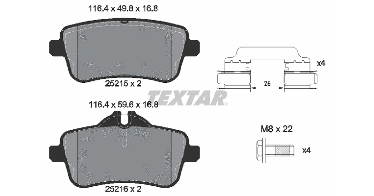 2521509 - TEXTAR - Комплект тормозных колодок, дисковый тормоз