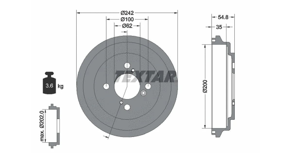 TEXTAR 94046900, Тормозной барабан