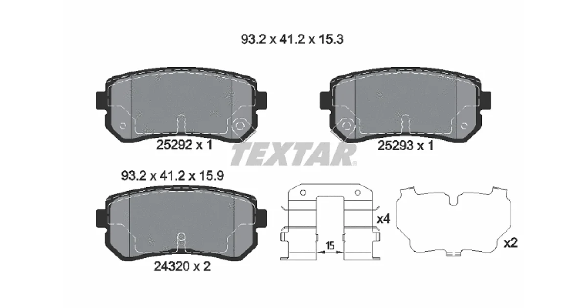 TEXTAR 2529201, Комплект тормозных колодок, дисковый тормоз