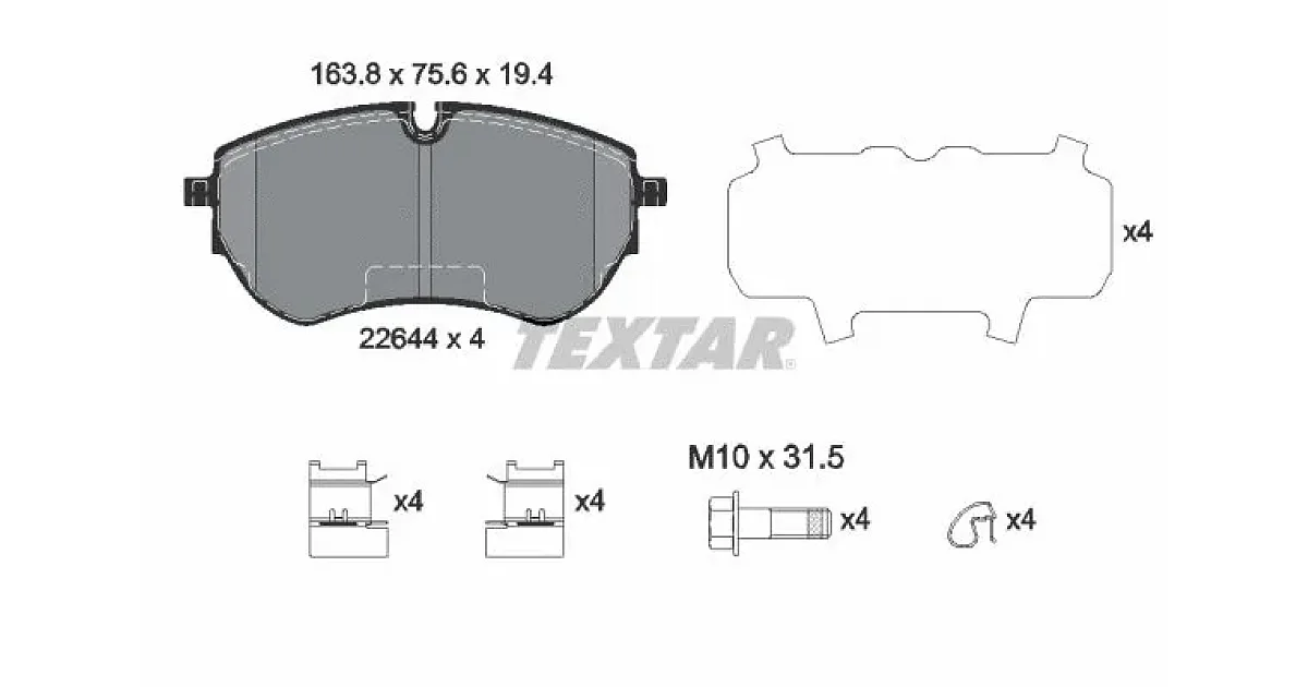 TEXTAR 2264401, Комплект тормозных колодок, дисковый тормоз